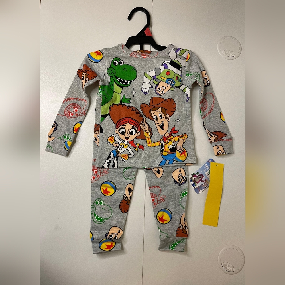Toy Story Kids Pajama Set - Grey with Colorful Character Print